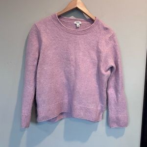 Dylan Alpaca Wool Blend Pink/Purple Cropped Fuzzy Sweater Crew Neck Cozy Soft